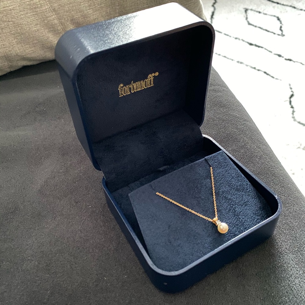 Fortunoff Single Pearl Diamond necklace, 14K Gold